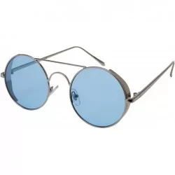Shield Round Side Shield Sunglasses w/Flat Color Lens 5115-FLCR - Silver - CW185XEWTUK $19.00