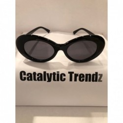 Round Clout Sunglasses Thick Goggles Oval Frame Retro Style Bold Round Lens - Black - C2188A36GWO $11.99