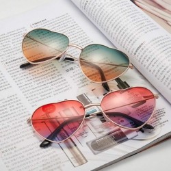 Aviator 6 Pack Heart Shaped Aviator Sunglasses Thin Metal Frame Fashion Eyeglasses for Women Teens - CL1979EE0OC $13.37