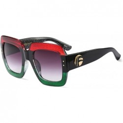 Round Oversized Square Sunglasses Multi Tinted Glitter Frame Stylish Inspired B2276 - 1 Red-green/Grey - CM189SK2A95 $14.02