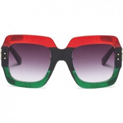 Round Oversized Square Sunglasses Multi Tinted Glitter Frame Stylish Inspired B2276 - 1 Red-green/Grey - CM189SK2A95 $14.02