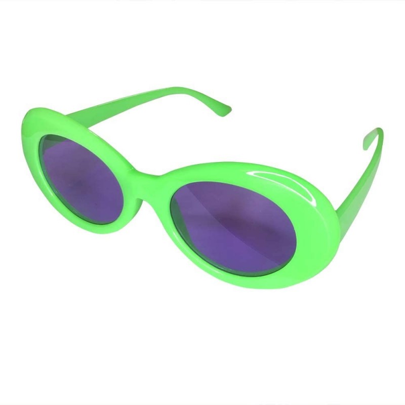 Oval Oval Goggles Kurt Mod Thick Frame Retro Round Lens Sunglasses Candy Color - Green - C2196H08CCU $9.70