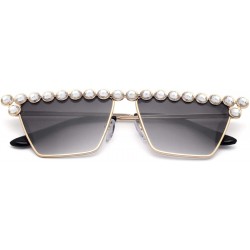 Cat Eye Cateye Rhinestone Sunglasses for Women Fashion Sparkling Crystal Sunglasses - Square Gradient Grey - CF18WQGAKN4 $19.34