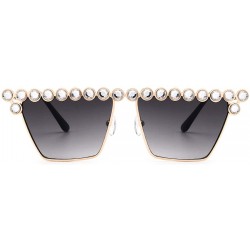 Cat Eye Cateye Rhinestone Sunglasses for Women Fashion Sparkling Crystal Sunglasses - Square Gradient Grey - CF18WQGAKN4 $11.24