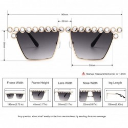 Cat Eye Cateye Rhinestone Sunglasses for Women Fashion Sparkling Crystal Sunglasses - Square Gradient Grey - CF18WQGAKN4 $11.24