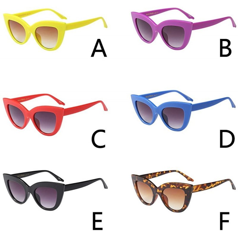 Fashion Vintage Cat Eye Big Frame Sunglasses-Retro Eyewear Fashion Ladies Man - D - CJ18Q66D7XK