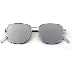 Square Flat Board Womens Sunglasses Superfine Frame Simple style - Silver/Silver - C91219BCGAL $31.09