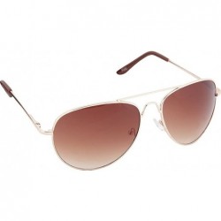 Aviator Metal Classic Aviator Color Lens Sunglasses Large Size P482 - Gold Frame/Brown Lens - C012EQKPGOL $23.67