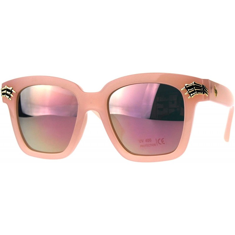 Rectangular Womens Boyfriend Skeleton Hand Thick Horn Rim Hipster Sunglasses - All Pink - CB18DK79LR0 $13.94