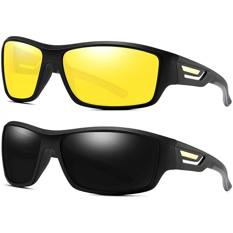 Goggle 2 Value Pack - HD Polarized Night Vision + Polarized Sunglasses Unbreakable - Black - CI18OEHSDEZ $30.33