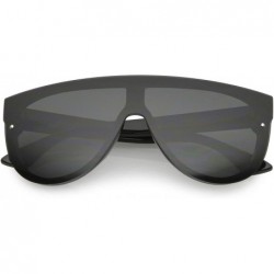 Shield Modern Fashion Flat Top Flash Mirror Shield Plastic Aviator Sunglasses (Black/Smoke) - CI126HXOFPB $23.64