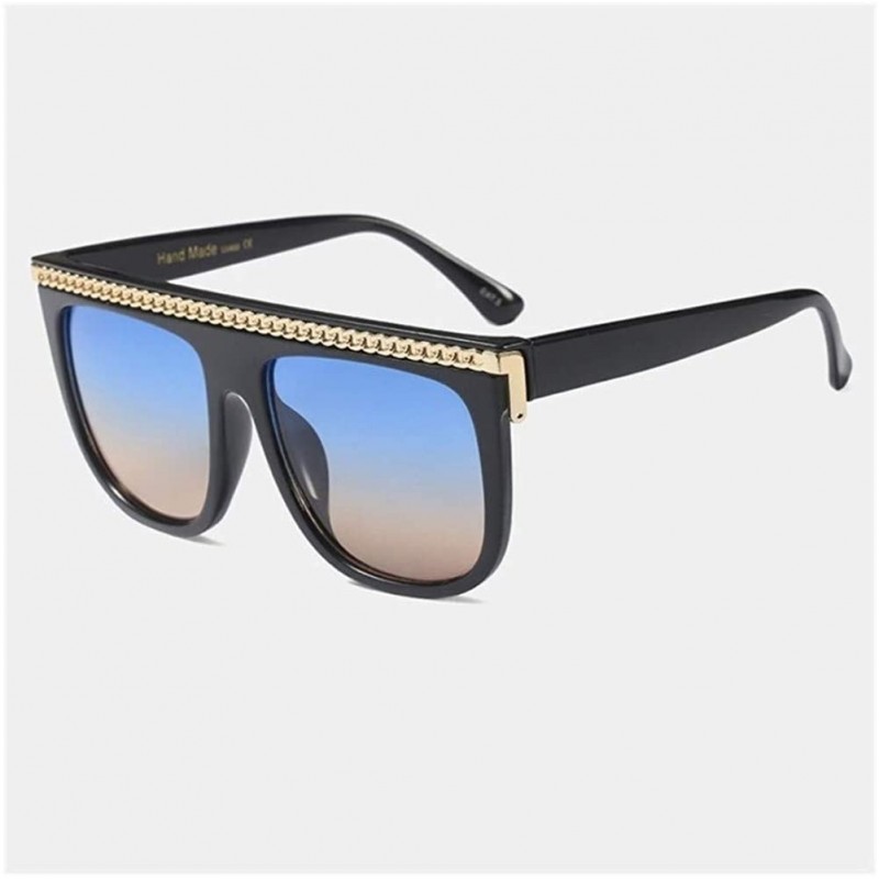 Oversized New Arrival 2020 Luxury Brand Unisex Square Oversized Sunglasses Retro Metal Chain Decoration Sun Glasses - CV198U8...