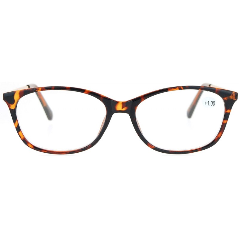 Rectangular Womens +1.0 Classic Narrow Rectangular Plastic Reading Glasses - Tortoise - CJ12OBRL0SM $8.39