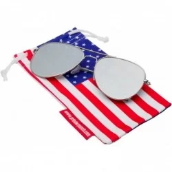 Square Mirrored Flat Lens Classic Teardrop Metal Aviator Sunglasses - Silver - CO12DA792Y5 $12.83