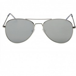 Square Mirrored Flat Lens Classic Teardrop Metal Aviator Sunglasses - Silver - CO12DA792Y5 $12.83