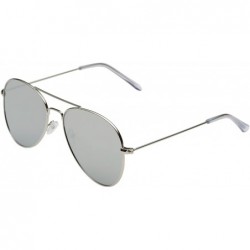 Square Mirrored Flat Lens Classic Teardrop Metal Aviator Sunglasses - Silver - CO12DA792Y5 $12.83