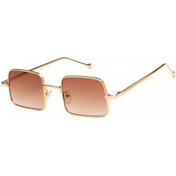 Rectangular Unisex Sunglasses Fashion Silver Pink Drive Holiday Rectangle Non-Polarized UV400 - Gold Brown - CY18RLDNI35 $19.00