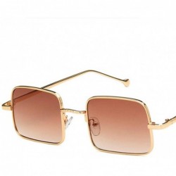 Rectangular Unisex Sunglasses Fashion Silver Pink Drive Holiday Rectangle Non-Polarized UV400 - Gold Brown - CY18RLDNI35 $12.58
