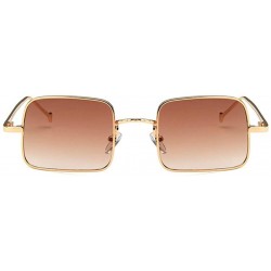 Rectangular Unisex Sunglasses Fashion Silver Pink Drive Holiday Rectangle Non-Polarized UV400 - Gold Brown - CY18RLDNI35 $12.58