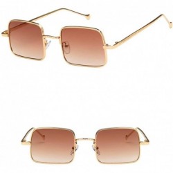 Rectangular Unisex Sunglasses Fashion Silver Pink Drive Holiday Rectangle Non-Polarized UV400 - Gold Brown - CY18RLDNI35 $12.58