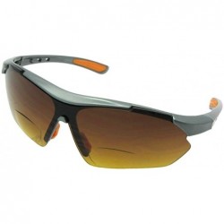 Wrap Bifocal Sunglasses High Density Lenses Style B35 - Gray Frame-orange Pads - CA188X6EGGW $26.65