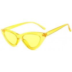 Rimless Retro Cat Eye Sunglasses Plastic Frame Fashion Jelly Clout Glasses for Women - Yellow - CD18QG4AQ3L $7.93
