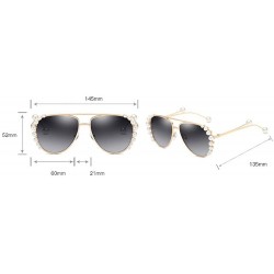 Oval European and American trendscross-border pearl models unisex sunglasses - Gold Ash - C318H2T6L6Z $13.46
