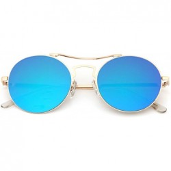 Aviator Round Aviator Fashion Women Flat Color Mirrored Reflective Glasses - Blue Green - CR187DZ8I5Z $18.04