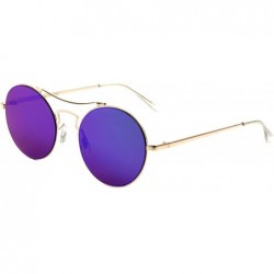 Aviator Round Aviator Fashion Women Flat Color Mirrored Reflective Glasses - Blue Green - CR187DZ8I5Z $18.04