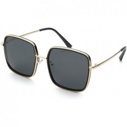 Oversized Women Sunglasses Polarized Oversized Round Sunglasses for Women - Black - C918CDC428Z $17.04