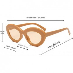 Oval Sunglasses Oval Sunglasses Men and women Fashion Retro Sunglasses - Yellow - CV18LLH254L $12.39