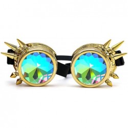 Goggle Spiked Goggles with Steampunk Kaleidoscope Lenses Rave Cosplay Colorful - Gold - CW18HLY5TU9 $23.58