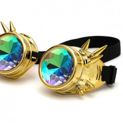 Goggle Spiked Goggles with Steampunk Kaleidoscope Lenses Rave Cosplay Colorful - Gold - CW18HLY5TU9 $10.69