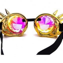 Goggle Spiked Goggles with Steampunk Kaleidoscope Lenses Rave Cosplay Colorful - Gold - CW18HLY5TU9 $10.69