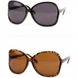 Oversized Women Oversized Trendy Fashion Sunglasses P2086 - 2 Pcs Black-smoke & Tortoise-brown - C3128LV62I5 $21.51