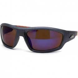 Rectangular Metallic Plastic Classic 90s Warp Mirror Lens Sunglasses - Grey Orange Blue Mirror - CV197EKGD6E $23.55