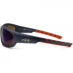 Rectangular Metallic Plastic Classic 90s Warp Mirror Lens Sunglasses - Grey Orange Blue Mirror - CV197EKGD6E $11.62
