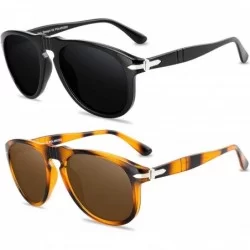 Square Square Oversized Sunglasses for Women Men Flat Top Fashion Sunnies - 07 Tortoise+black(2pack) - CD18HTWKRGN $26.55
