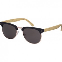 Semi-rimless Vintage Inspired Half Frame Wood Pattern Sunglasses 540916WD-SD - Matte Black+ Light Brown - CT12F0H6J9F $10.47