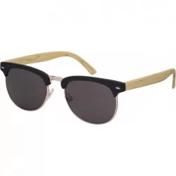 Semi-rimless Vintage Inspired Half Frame Wood Pattern Sunglasses 540916WD-SD - Matte Black+ Light Brown - CT12F0H6J9F $20.14