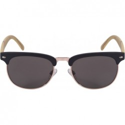 Semi-rimless Vintage Inspired Half Frame Wood Pattern Sunglasses 540916WD-SD - Matte Black+ Light Brown - CT12F0H6J9F $10.47