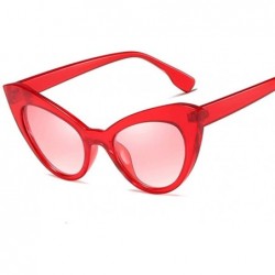 Cat Eye Women Thick Frame Cat Eye Sunglasses Vintage Sun Glasses Female Uv400 - Red - CK19998AT9T $11.61