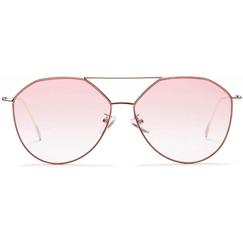 Cat Eye Sunglasses for Women - Cat Eye Mirrored Flat Lenses Metal Frame Sunglasses UV400 - Brown - CI18RYKUO8H $7.88