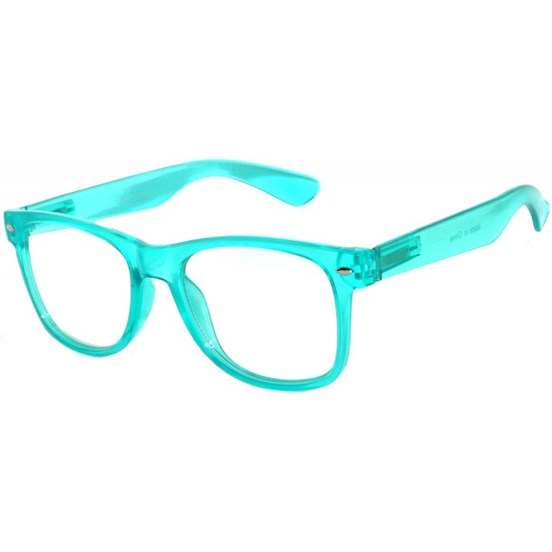 Wayfarer 80's Style Classic Vintage Sunglasses Colored Frame Uv Protection for Mens or Womens - 1 Clear Lens Turquoise - CC11...