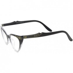 Round Vintage 80s Inspired Fashion Clear Lens Cat Eye Glasses Rhinestones - Black-fade - C312EXOE66J $9.38
