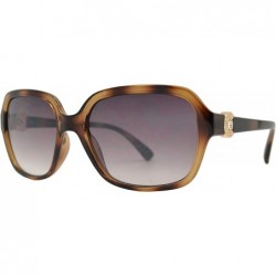 Rectangular Rectangular Fashion Rhinestone Temple Plastic Sunglasses - Clear Brown + Brown Gradient - CN18OQ07KI3 $12.14