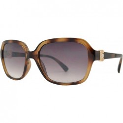 Rectangular Rectangular Fashion Rhinestone Temple Plastic Sunglasses - Clear Brown + Brown Gradient - CN18OQ07KI3 $23.65