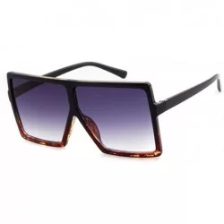 Square Oversized Sunglasses for Women Vintage Trendy Designer Glasses - Black Leopard Frame Brown Lens - CE18SWCEOEX $18.74