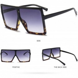 Square Oversized Sunglasses for Women Vintage Trendy Designer Glasses - Black Leopard Frame Brown Lens - CE18SWCEOEX $11.75