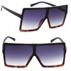 Square Oversized Sunglasses for Women Vintage Trendy Designer Glasses - Black Leopard Frame Brown Lens - CE18SWCEOEX $11.75